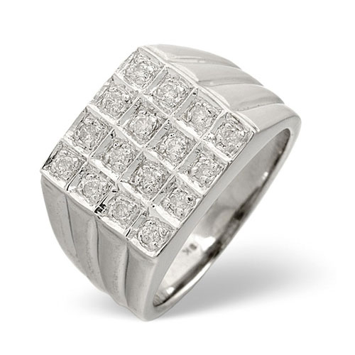 0.25 Ct Gents Diamond Ring In 9 Ct White Gold