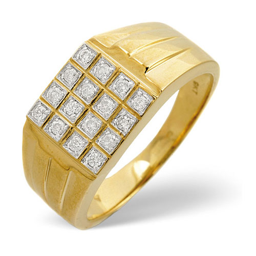 0.25 Ct Gents Diamond Ring In 9 Ct Yellow Gold