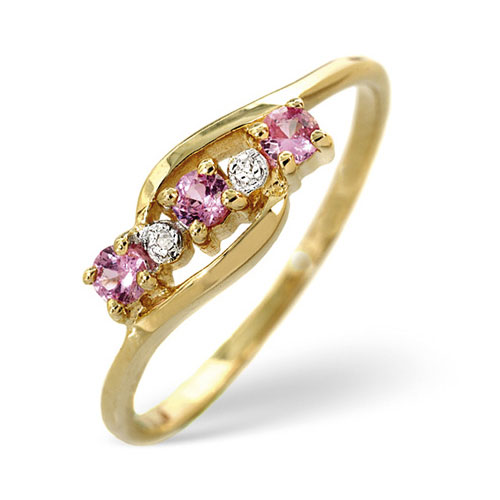 0.28 Ct Pink Sapphire and 0.01 Ct Diamond Ring In 9 Carat Yellow Gold