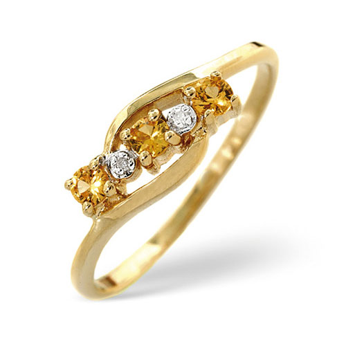 0.28 Ct Yellow Sapphire and 0.01 Ct Diamond Ring In 9 Carat Yellow Gold