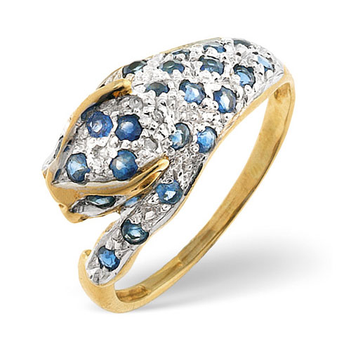 Diamond Essentials 0.3 Ct Sapphire and 0.02 Ct Diamond Ring In 9 Carat Yellow Gold