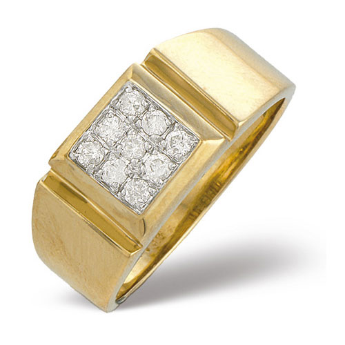 0.33 Ct Gents Diamond Ring In 9 Ct Yellow Gold