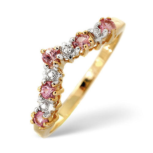 0.34 Ct Pink Sapphire and 0.13 Ct Diamond Ring In 9 Carat Yellow Gold