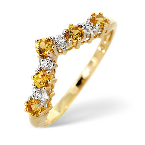 0.34 Ct Yellow Sapphire and 0.13 Ct Diamond Ring In 9 Carat Yellow Gold