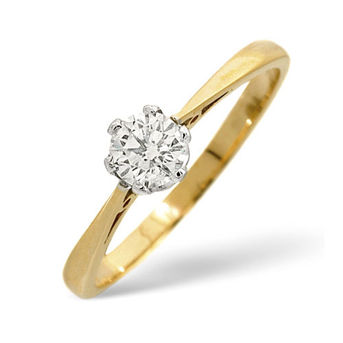 Diamond Essentials 0.35 Ct Solitaire Diamond Ring In 9 Carat Yellow Gold