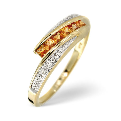 0.39 Ct Yellow Sapphire and 0.01 Ct Diamond Ring In 9 Carat Yellow Gold