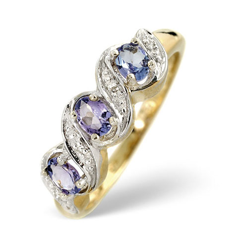 0.5 Ct Tanzanite and 0.01 Ct Diamond Ring In 9 Carat Yellow Gold