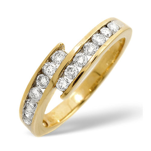 Diamond Essentials 0.50 Ct Crossover Diamond Ring In 9 Carat Yellow Gold