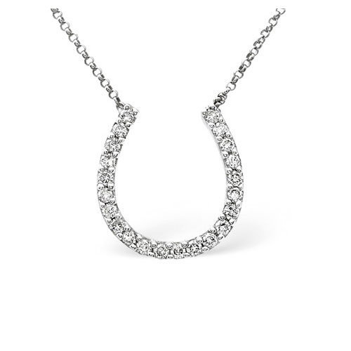 Diamond Essentials 0.50 Ct Diamond Horseshoe Necklace In 9 Carat White Gold
