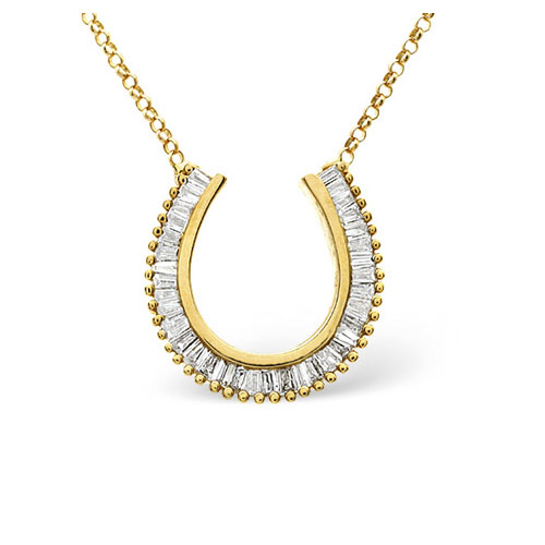 Diamond Essentials 0.50 Ct Diamond Horseshoe Necklace In 9 Carat Yellow Gold