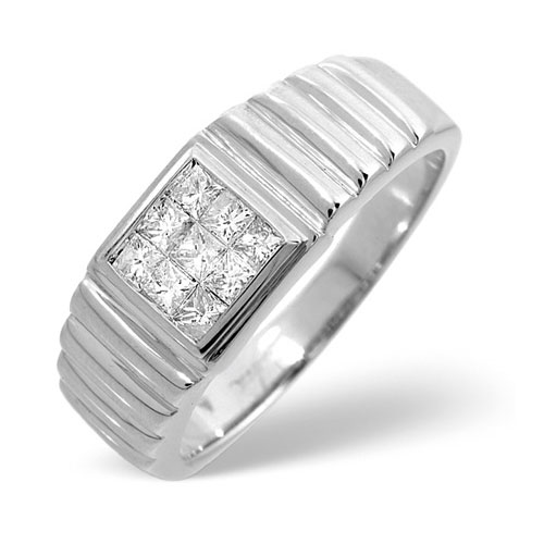 0.50 Ct Gents Diamond Ring In 9 Ct White Gold