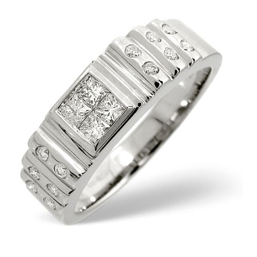 0.56 Ct Gents Diamond Ring In 9 Ct White Gold