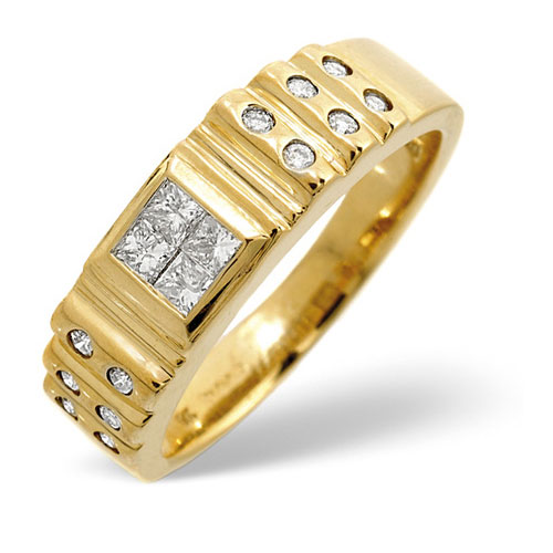 Diamond Essentials 0.56 Ct Gents Diamond Ring In 9 Ct Yellow Gold