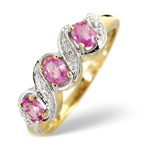 0.6 Ct Pink Sapphire and 0.01 Ct Diamond Ring In 9 Carat Yellow Gold