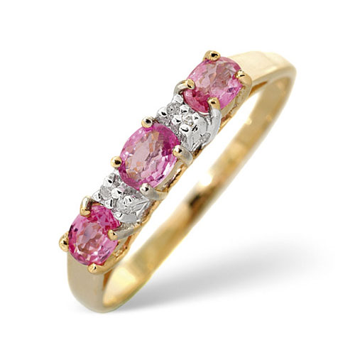 0.6 Ct Pink Sapphire and 0.02 Ct Diamond Ring In 9 Carat Yellow Gold