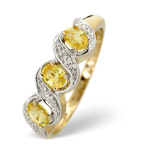 0.6 Ct Yellow Sapphire and 0.01 Ct Diamond Ring In 9 Carat Yellow Gold
