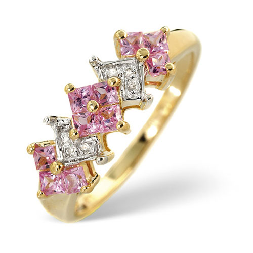 0.61 Ct Pink Sapphire and 0.02 Ct Diamond Ring In 9 Carat Yellow Gold