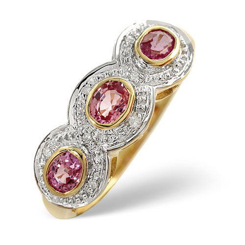 0.63 Ct Pink Sapphire and 0.05 Ct Diamond Ring In 9 Carat Yellow Gold