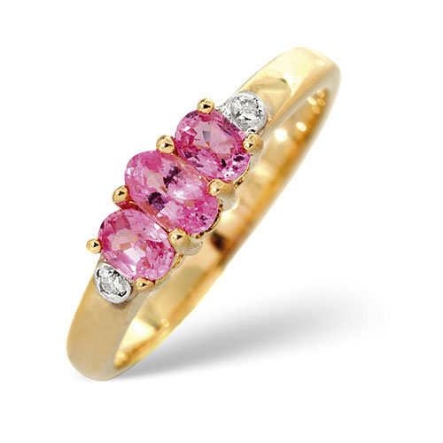 0.66 Ct Pink Sapphire and 0.01 Ct Diamond Ring In 9 Carat Yellow Gold