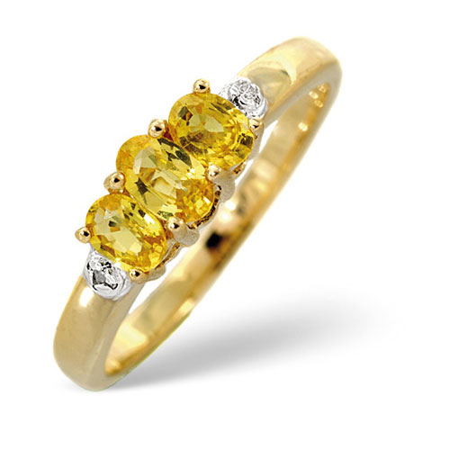 0.66 Ct Yellow Sapphire and 0.01 Ct Diamond Ring In 9 Carat Yellow Gold