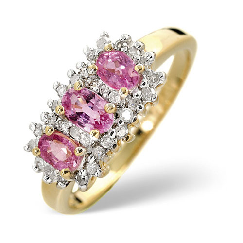 0.68 Ct Pink Sapphire and 0.23 Ct Diamond Ring In 9 Carat Yellow Gold