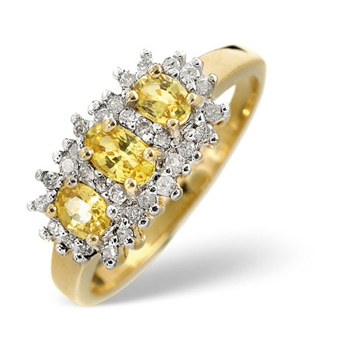 0.68 Ct Yellow Sapphire and 0.23 Ct Diamond Ring In 9 Carat Yellow Gold