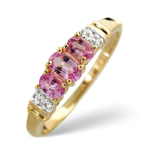 0.75 Ct Pink Sapphire and 0.02 Ct Diamond Ring In 9 Carat Yellow Gold