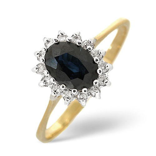 Diamond Essentials 0.95 Ct Sapphire and 0.14 Ct Diamond Ring In 9 Carat Yellow Gold