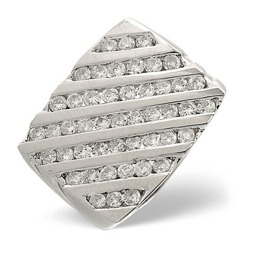 Diamond Essentials 1.15 Ct Gents Diamond Ring In 9 Ct White Gold