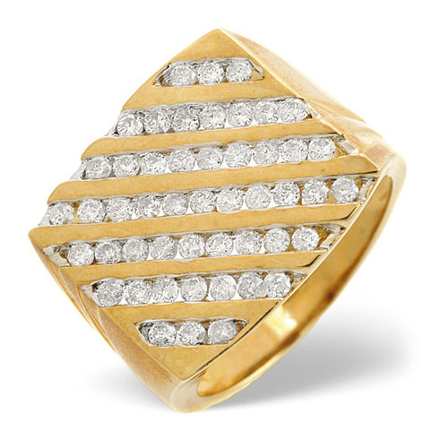 Diamond Essentials 1.15 Ct Gents Diamond Ring In 9 Ct Yellow Gold