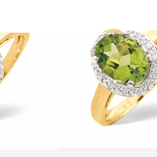 Diamond Essentials 1.28 Ct Peridot and 0.07 Ct Diamond Ring In 9 Carat Yellow Gold