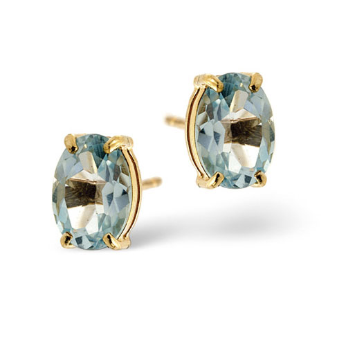 Diamond Essentials Blue Topaz Earrings In 9 Carat Yellow Gold