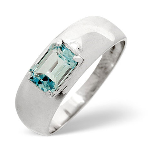 Diamond Essentials Blue Topaz Ring In 9 Carat White Gold