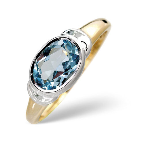 Diamond Essentials Blue Topaz Ring In 9 Carat Yellow Gold