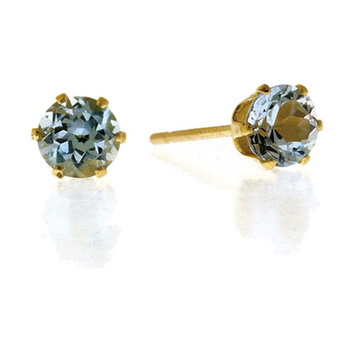 Diamond Essentials Blue Topaz Stud Earrings In 9 Carat Yellow Gold