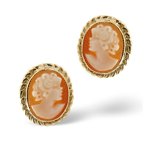 Diamond Essentials Cameo Earrings In 9 Carat Yellow Gold