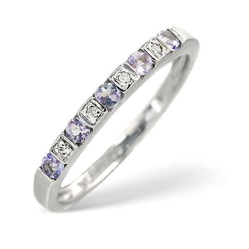 Diamond Essentials Diamond and Tanzanite Ring In 9 Carat White Gold