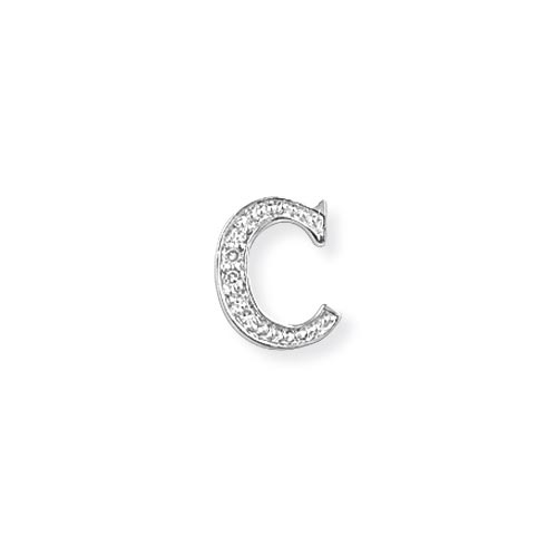 Diamond C Initial Pendant In 9 Carat White Gold