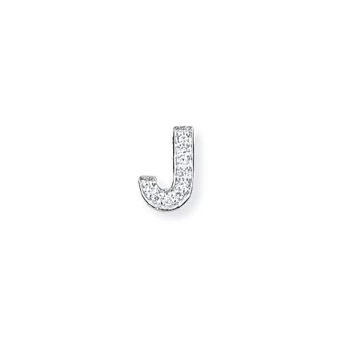 Diamond J Initial Pendant In 9 Carat White Gold