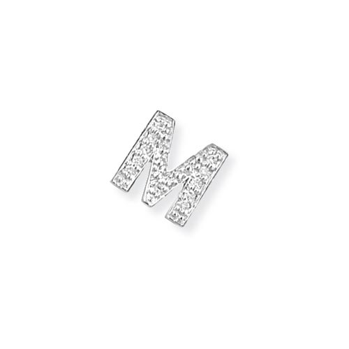 Diamond M Initial Pendant In 9 Carat White Gold