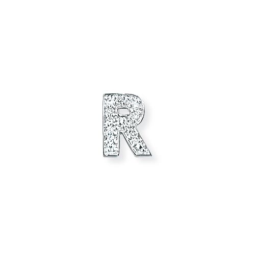Diamond R Initial Pendant In 9 Carat White Gold