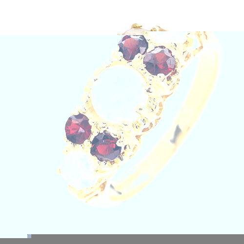 Diamond Essentials Garnet and Opal Ring In 9 Carat Yellow Gold