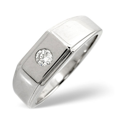 Diamond Essentials Gents Diamond Solitaire Ring In 9 Carat White Gold