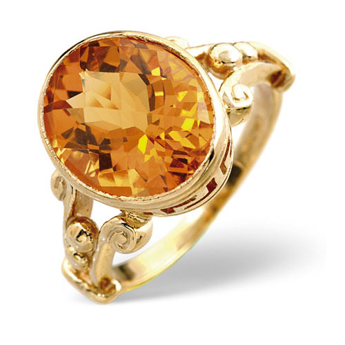 Diamond Essentials Golden Citrine Ring In 9 Carat Yellow Gold