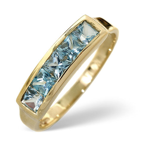 Diamond Essentials Sky Blue Topaz Ring In 9 Carat Yellow Gold