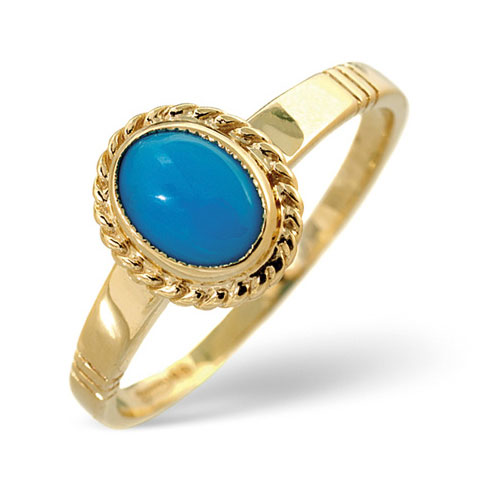 Diamond Essentials Turquoise Ring In 9 Carat Yellow Gold