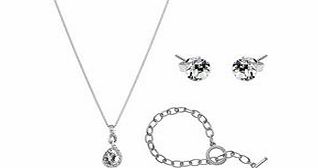 Diamond Style Adaliz white gold-plated pendant set