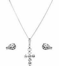 Diamond Style Swarovski Swarovski crucifix pendant and studs