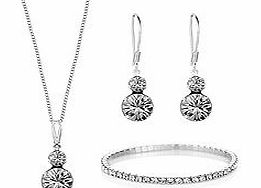 Diamond Style Swarovski Swarovski double drop necklace set
