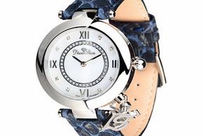 Diamstars Blue leather and diamond watch